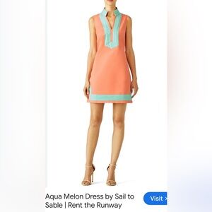 STS Sail to Sable aqua coral  Sleeveless Tunic with Mint Trim 100% linen